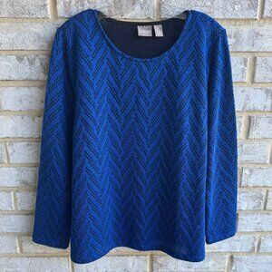 Chico's Long Sleeve Semi Sheer Knit Pullover Sweater Women's Size 3 (XL)